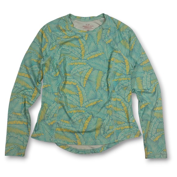 Vineyard Vines Tops - Vineyard Vines Performance Palm Leaf Print Long Sleeve Rash Guard‎ Swim Top XS
